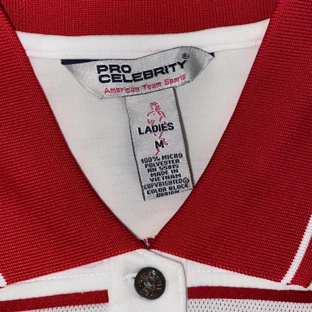 Pro Celebrity White w/ red trim woman's golf polo - Picture 2 of 3